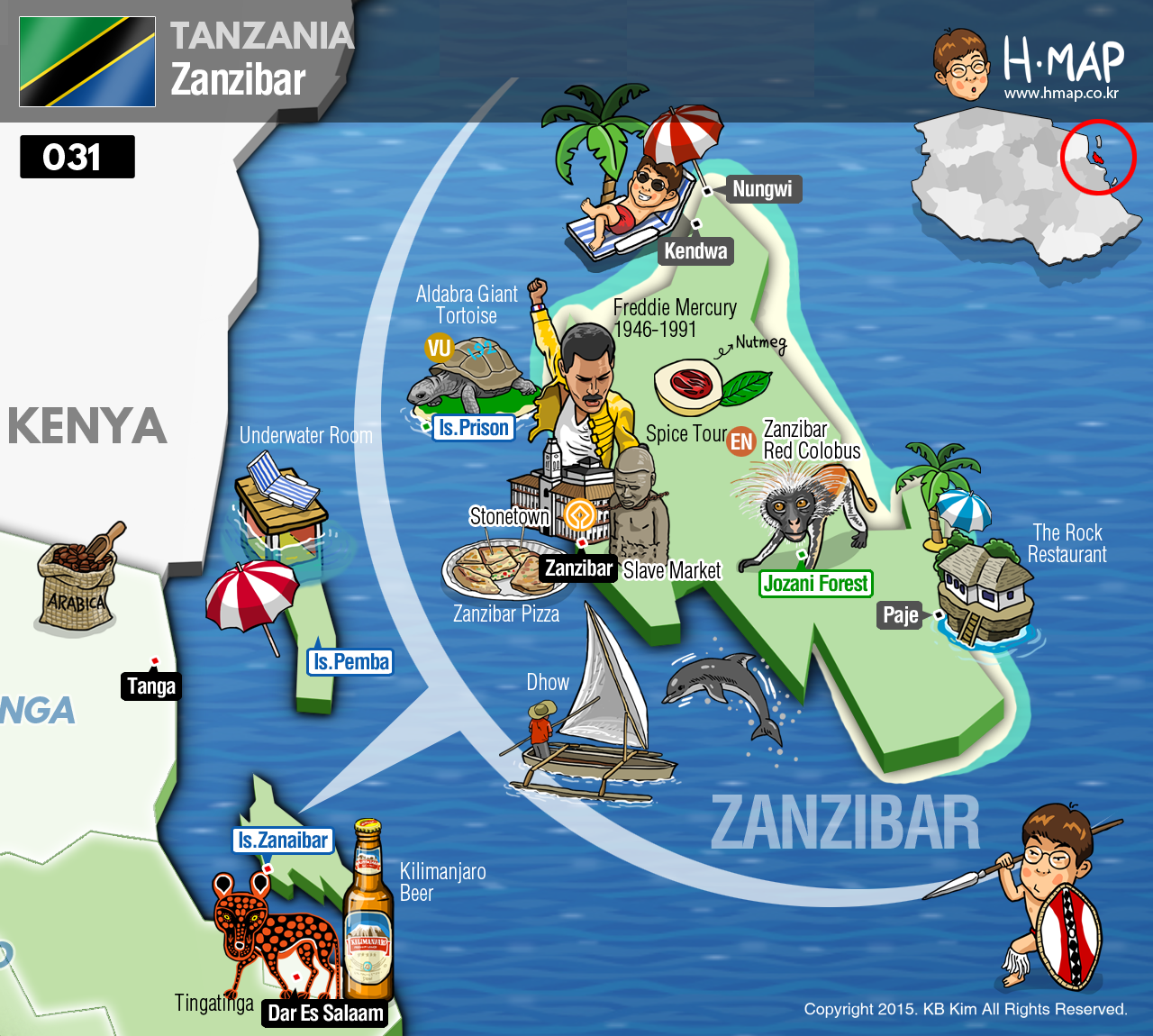Карта острів Занзібар