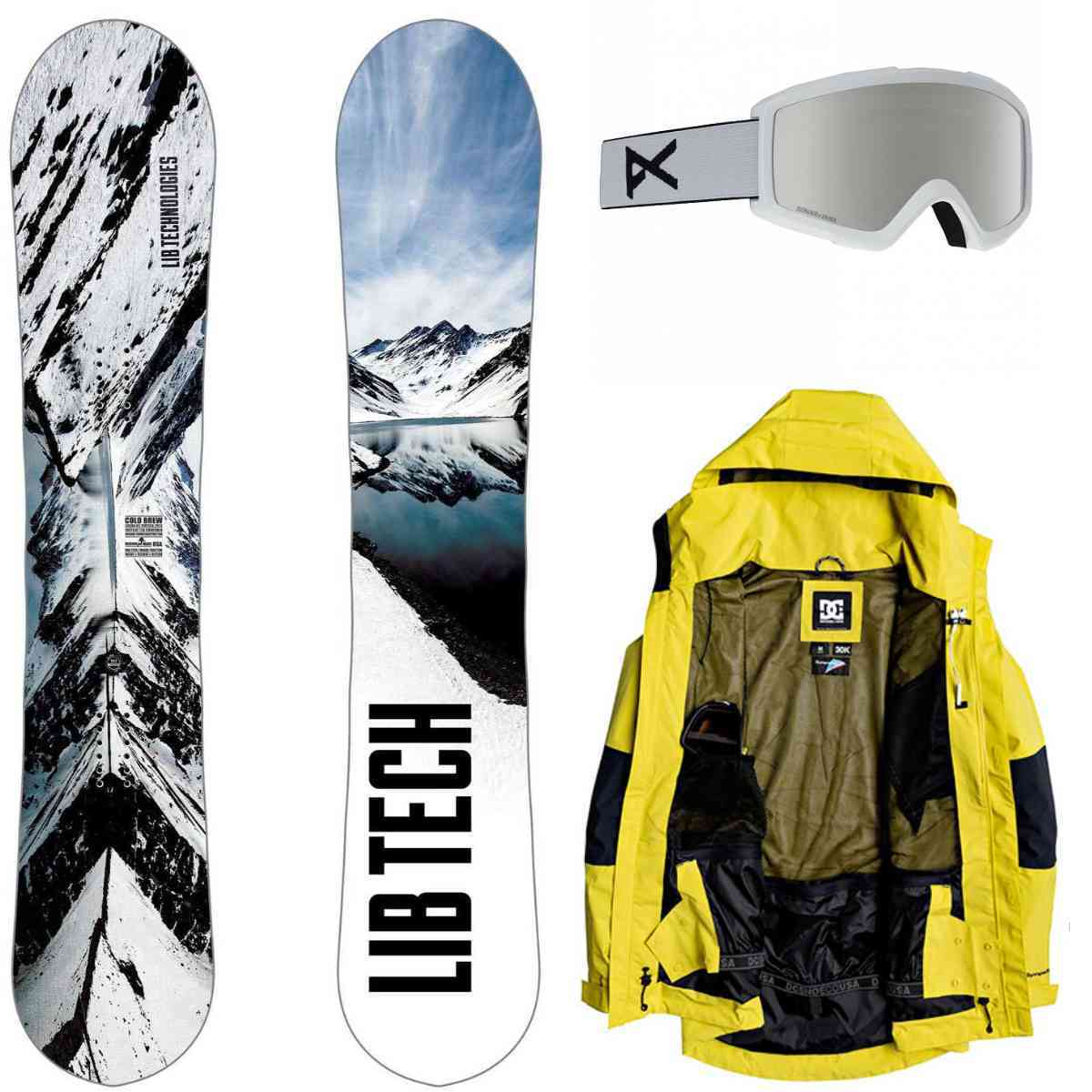 сноуборд lib tech , сноубордическая куртка , очки