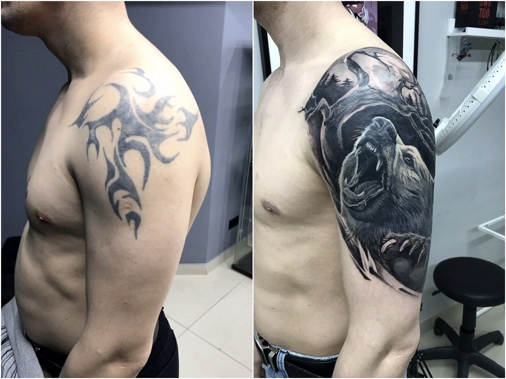 Перекрытие мужских татуировок в Новосибирске