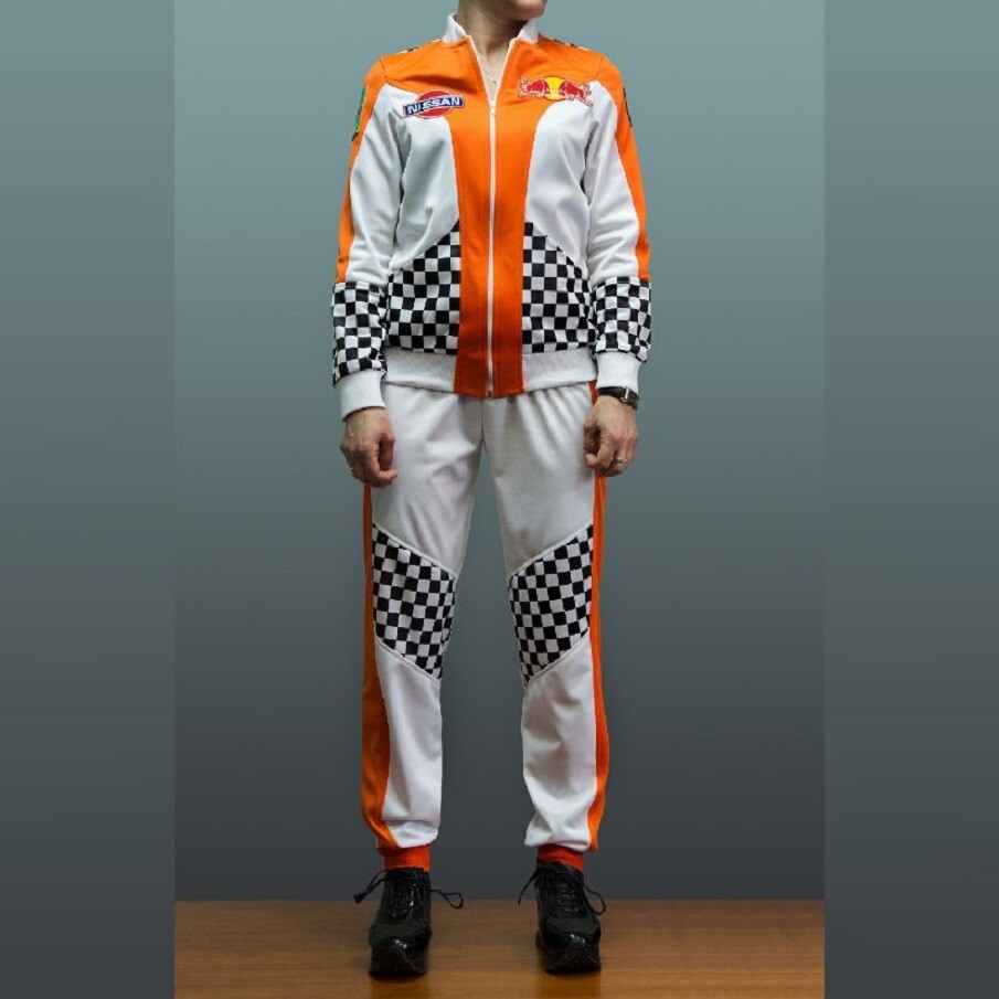 Спортивный костюм под заказ, оранжево-белы цвет с нанесением логотипа, Авалонплюс