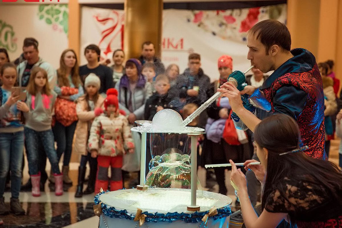 Шоу мыльных пузырей. Шоу группа Аврора, Новосибирск